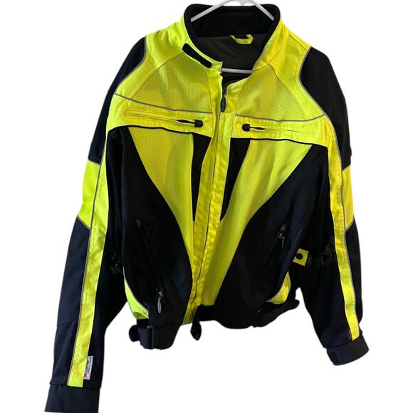 Olympia Airglide 4 Mesh Moto Sport Mens Jacket Motorcycle Neon Yellow Black